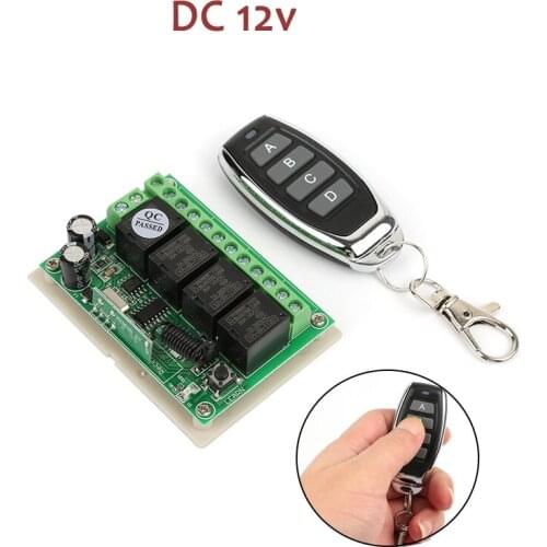 433MHZ Universal Wireless Remote Control Switch DC 12V 4CH RF Relay Receiver And Keyfob Transmitter Switch Car Tail Switch New
