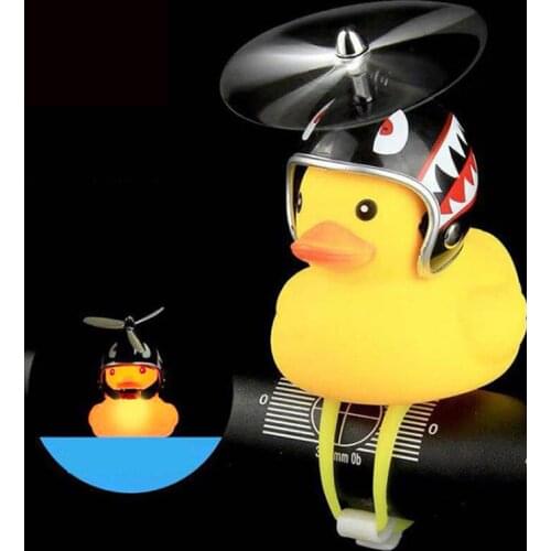 Bicycle Bell Duck Head Light Vibration Light Yellow Propeller Small Yellow Duck Helmet Bamboo Dragonfly Duck Shape Kids Toys