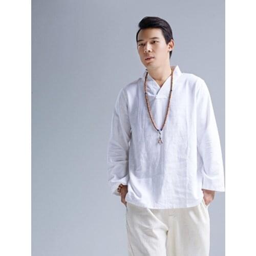 Oriental Clothes MenS Tops Oriental Shirts Hanfu Blouse Cheongsam Linen Vintage Traditional Chinese Clothing For Men 12077