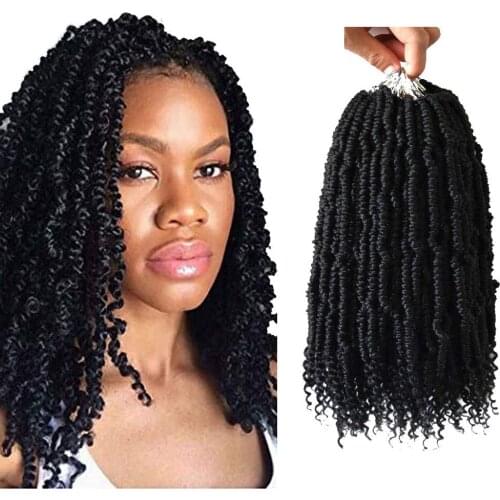 Crochet Spring Twist Hair Pretwisted 10 inch Bomb Twist Fluffy Spring Twist Crochet Hair Pre looped Synthetic Hair