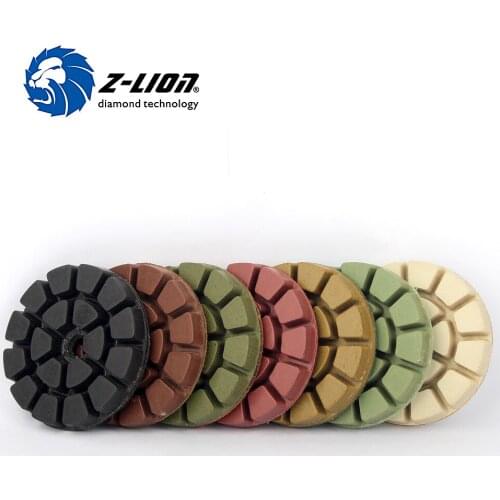 Z-LION 3" Floor Polishing Pads 7pcs Resin Bond Polishing Pad Set Diamond Wet Concrete Stone Floor Polishing Grinding Disc