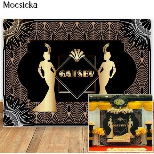 Great Gatsby Backdrop Retro Flapper Girl Art Decor Background Adults Birthday Party Celebration Booth Backdrop Photo Studio