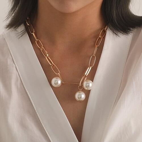 2021Fashion Pearl Necklace for Women Fashion Elegant White Imitation Pearl Cross Choker Necklace Charm Wedding Jewelry