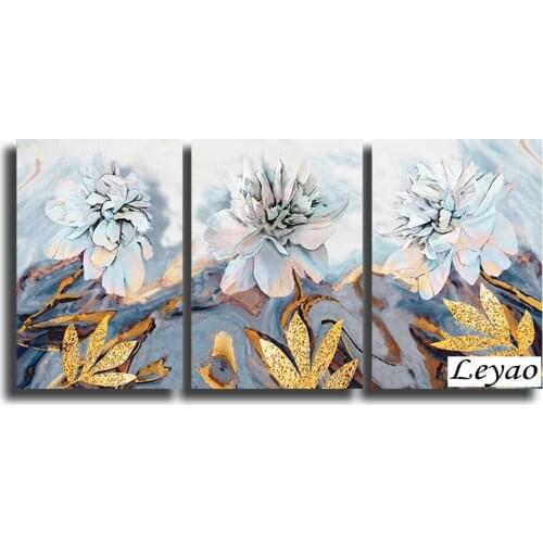 Picturesque Flower Triptych 5D DIY Diamond Painting Kit Full Square Drill Cross Stitch Embroidery Diamond Mosaic Home Decoration