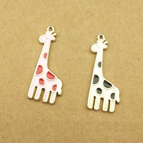 10pcs 12x31mm enamel giraffe charm for jewelry making earring pendant bracelet necklace charm design charm