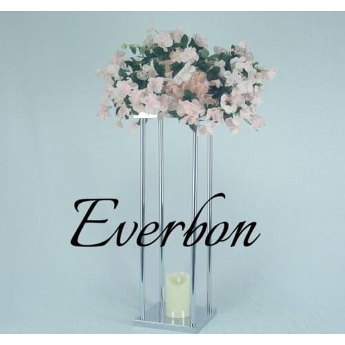 10PCS/lot Free Shipping Flower Pillar sliver Metal Flower Stand Beautiful Shape Frame for Wedding Party Event Decoration