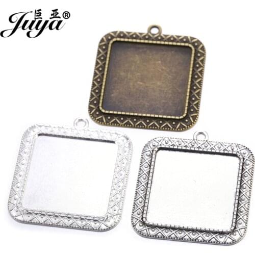 30PCS 30mm Square Bezel Pendant Base Setting Vintage Blank Trays For DIY Jewelry Making Necklaces Keychains Findings Accessories