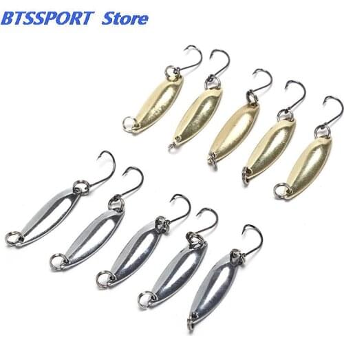 5PCS Metal Golden Silver 2g Spinners Spoon lure Fishing Lure Hard Bait Sequins with Artificial Bass Hook
