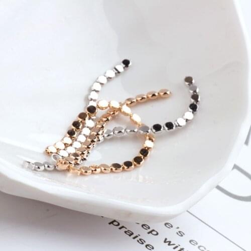 6pcs New Fashion Tassel Chain Earrings For Women Girl Copper Plating Gold Flat Bead Thin Chain Ear Wire Diy Jewelry Accessories