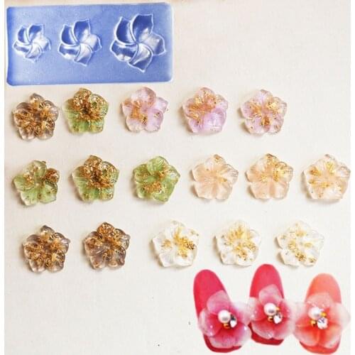 9 Pcs Five Petals Flower Ornaments Epoxy Resin Mold Nail Art Decorations Silicone Mould DIY Crafts Jewelry Casting Tools