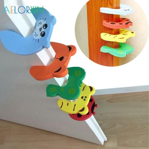 7Pcs/Lot 5 Colors Baby Child Safety Protection Cute Animal Security Door Card Stopper Door Lock For Children Cabinet Lock