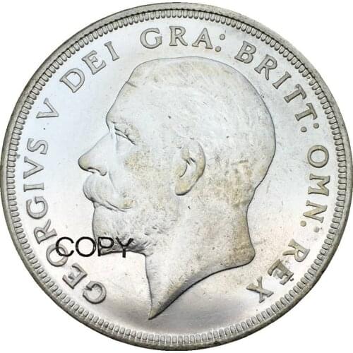 Great Britain 1928 One 1 Crown George V Wreath Crown Cupronickel Plated Silver Copy Coins