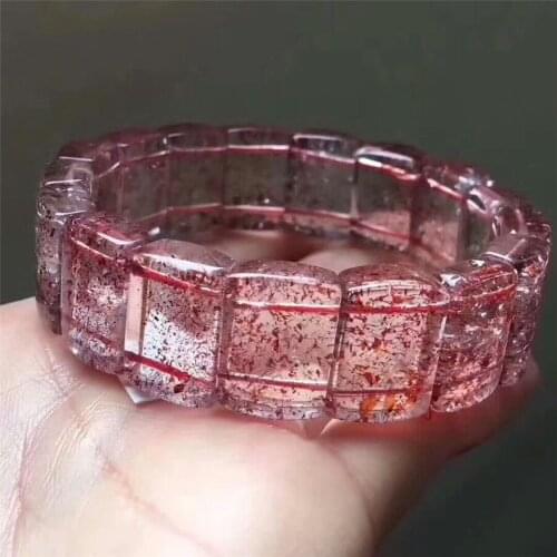 Genuine Natural Lepidocrocite Super Seven Melody Stone Crystal Rectangle Bead Stretch Bracelets For Women Female