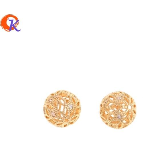 Cordial Design 20Pcs 12*12MM Jewelry Accessories/Hand Made/CZ Charms/Genuine Gold Plating/Ball Shape/DIY Making/Earring Findings