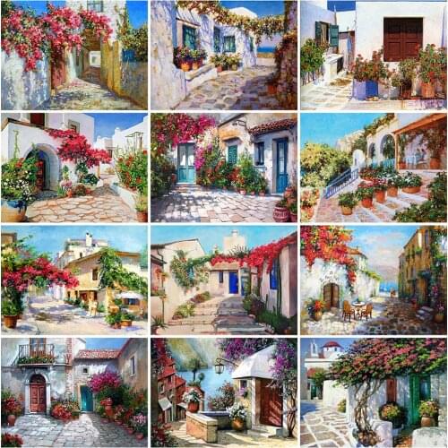 Evershine 5D DIY Diamond Embroidery Town Rhinestone Picture Diamond Painting House Landscape Diamond Mosaic Garden Handmade Gift