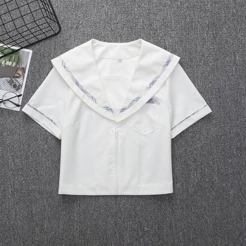 Purple Sailor Suit Womens Summer College Style Japanese JK Short Sleeve School Uniform Suit School Dresses TOP Shirt For Girls