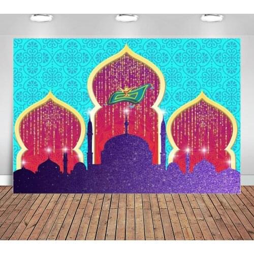 Magic Genie Theme Party Backdrop Arabian Nights Lamp Golden Glitter Photography Background Moroccan Princess Girl Baby Shower