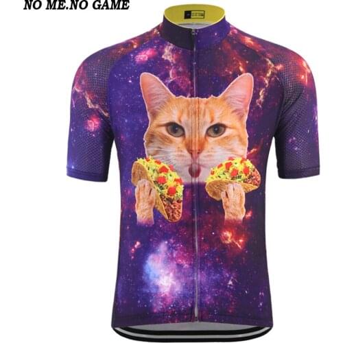 Summer Cartoon funny Cat cycling jersey mens short sleeve bike wear clothing road bicycle cycling shirt mountain bike jersey