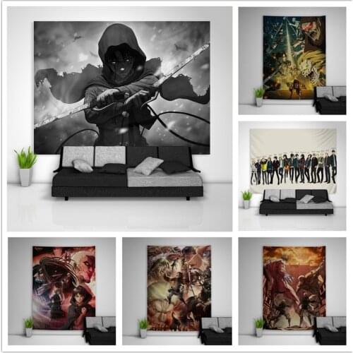 Attack on Titan Eren Jaeger Rivaille Ackerman Tapestry Art Wall Hanging Sofa Table Bed Cover Home Decor Dorm Gift