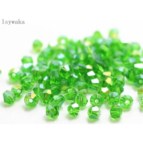 Isywaka Popular Sale Green AB Color 650pcs 3mm Bicone Austria Crystal Beads Glass Beads Loose Spacer Bead for DIY Jewelry Making