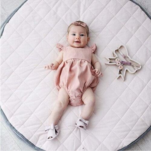 3-24M Baby Girls Summer Cotton Linen Ruffle Fly Sleeve Jumpsuit Triangle Climb Clothes Solid Color Kids Outfit Romper