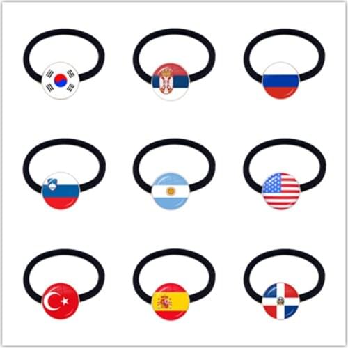 Korea,Serbia,Russia,Slovenia,Argentina,United States,Turkey,Spain Dominica National Flag Elastic Hair Bands Accessories Jewelry