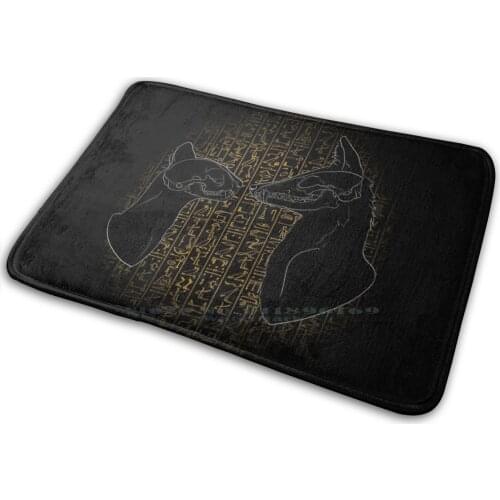 Sacred Mat Rug Carpet Anti-Slip Bedroom Entrance Door Mat Cat Jackal Dog Egypt Egyptian God Goddess Bast Bastet Anubis