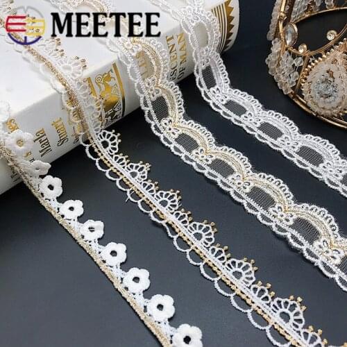 4yards Meetee Gold Line Water-soluble Embroidery Lace Ribbon DIY Handmade Clothing Cheongsam Hanfu Dress Decoration Accessories