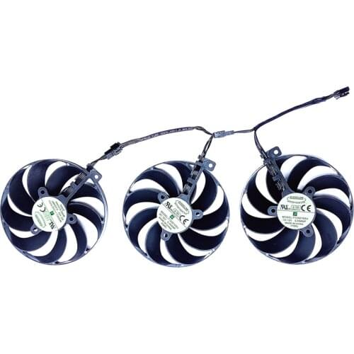 3pcs/Set 7Pin GPU Card Cooler Fans CF1010U12S T129215SU For ASUS TUF-RTX3060/3070/3080/3090 GAMING Cards Replace CF1010U12D