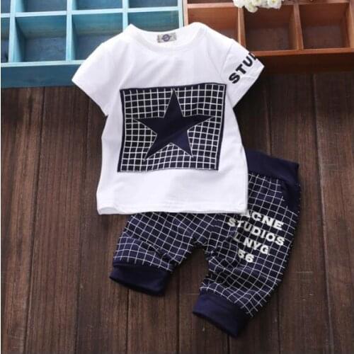 Cartoon Cotton Summer Clothing Sets For Newborn Baby Boy Infant STAR Outerwear Clothes Suit T-shirt+Pant Suit Baby Boy Clothes