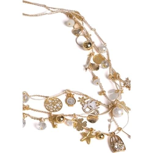 Marjin For Woman Necklace Mother-Of-Pearl and Gold Color Triple Bead Pendants Jewelry Gift Girl Birthday Party gift