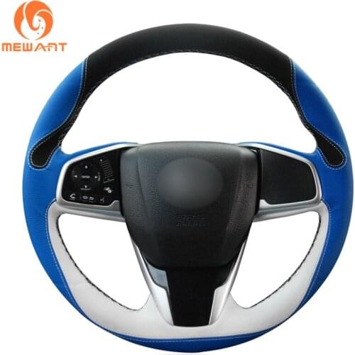 MEWANT Black Suede Genuine Leather Steering Wheel Cover for Honda Civic 10 CR-V CRV Clarity 2016 2017 2018 2019 2020-2021