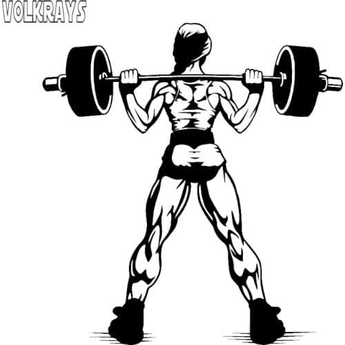 Volkrays Fashion Car Sticker Dumbbell Sports Muscle Fitness Accessories Reflective Waterproof Vinyl Decal Black/Silver,14cm*13cm