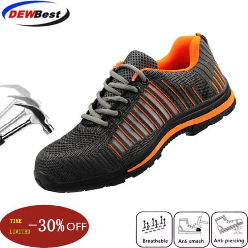 Men Work Shoes Breathable Deodorant Mesh Safety Shoes Steel Head Steel Bottom Anti-smashing Anti-slip Anti-slip Protective Shoes