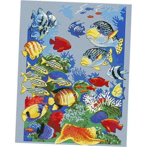 Cross stitch embroidery kit marked DIY needlework - fish motif, DIY Cross Stitch