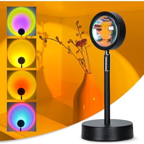 10w Sunset Projection Night Lights Live Broadcast Rainbow Sunset Projector Atmosphere Lamp for Background Wall Home Decoration