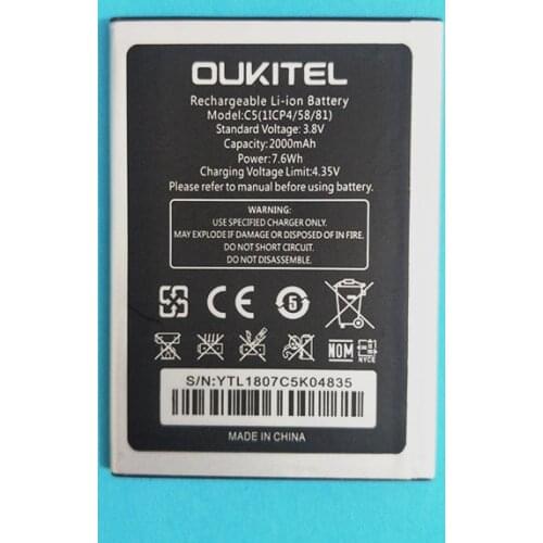 New 3.8V 2000mAh Battery for Oukitel C5 Special Spare Battery for Oukitel C5 PRO Mobile Phone battery