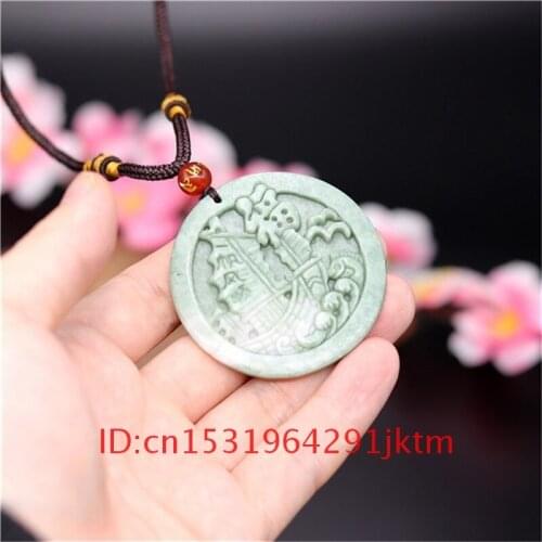 Gifts Amulet White for Green Accessories Pendant Necklace Jewelry Natural Women Fashion Sailboat Chinese Charm Carved Men Jade