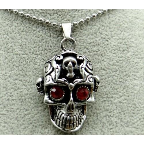 Fashion natural Antiek Zilver Zinklegering skull Charm Pendant for diy making necklace Accessories