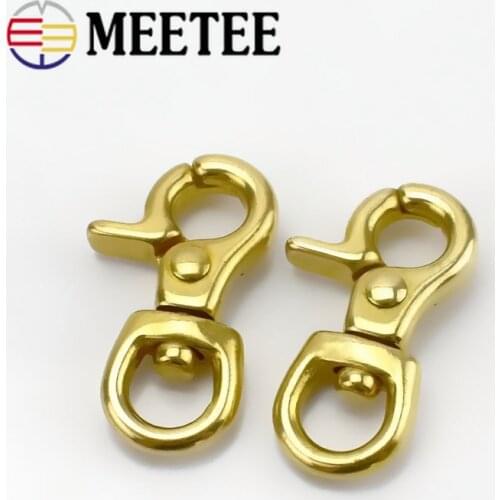 Meetee 2/5/10pcs 10mm Pure Brass Metal Buckles DIY Dog Collar Wallet Purse Lobster Swivel Snap Hook Clasps Leather Accessories