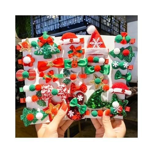 Christmas Hairpin Set Cute Girl Christmas Tree Bow-knot Hat Snowflake Hair Clip Party Decoration Headwear Hair Accessories Gift
