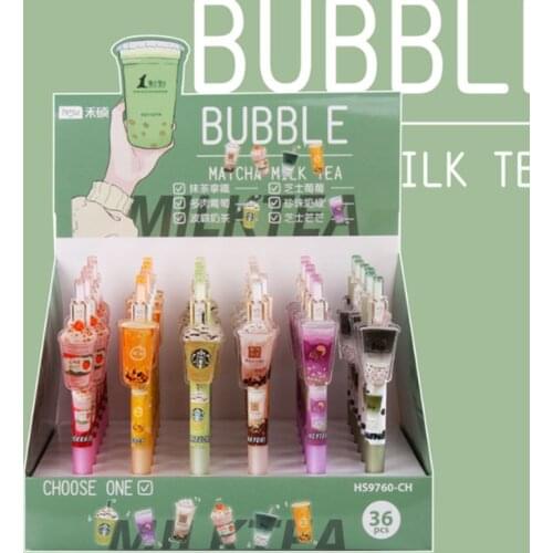 36 pcs/lot Creative Milk Tea Press Gel Pen Cute 0.5 mm black ink Signature Pens Office School Supplies Stationery gift