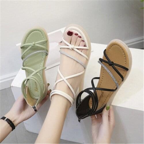 Womens sandals 2021 summer new style flat bottom fashion womens shoes womanSHOES ladies sisters ladies Roman sandals