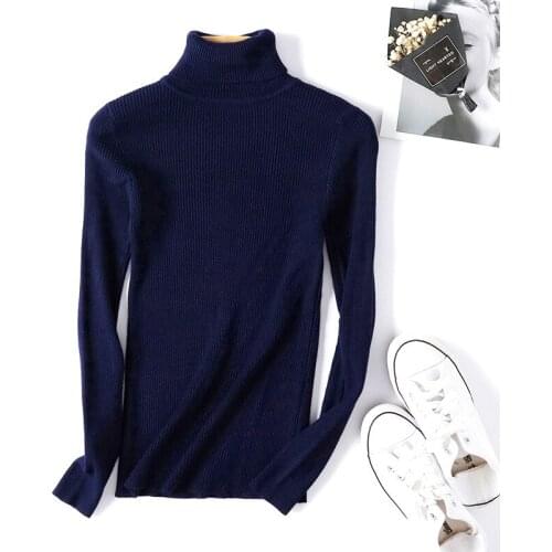 Turtleneck Warm Women Sweater Autumn Winter Knitted Femme Pull High Elasticity Soft Female Pullovers Sweater
