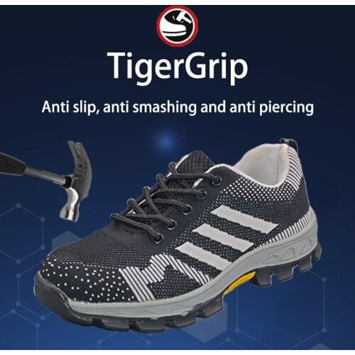 TigergripLightweight Breathable Men Safety Shoes Steel Toe Work Shoes For Men Anti-smashing Construction Sneaker With Reflective