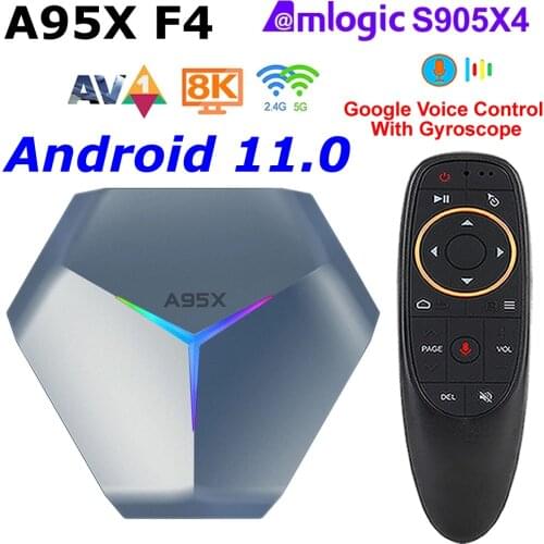 Android 10 TV BOX A95X F4 Amlogic S905X4 4GB RAM 128GB ROM 2.4G/5Ghz Wifi BT RGB Light 8K decoding 4K YouTube Set Top Box