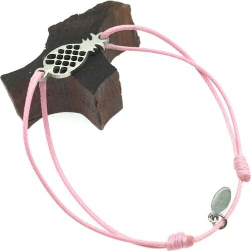 Wish Bracelet Pineapple Stainless Steel Charm Cord Bracelet Adjustable Pendant String Lucky Bracelet For Women Girls