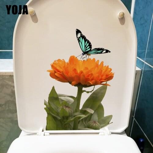 YOJA 16.4X23.6CM Full Bloom Chrysanthemum Home Bedroom Wall Sticker Fresh Bathroom Toilet Decor T1-2357