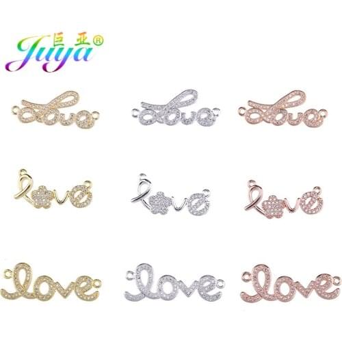 Juya Handmade Wedding Jewelry Material DIY Love Charm Letters Connector Accessories For Women Valentines Day Jewelry Making