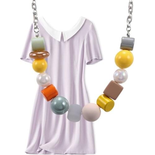 Match-Right Sweet Cute Acrylic Beads Necklace & Pendant for Women Statement Necklaces Collar Fashion Jewelry for Gift Party